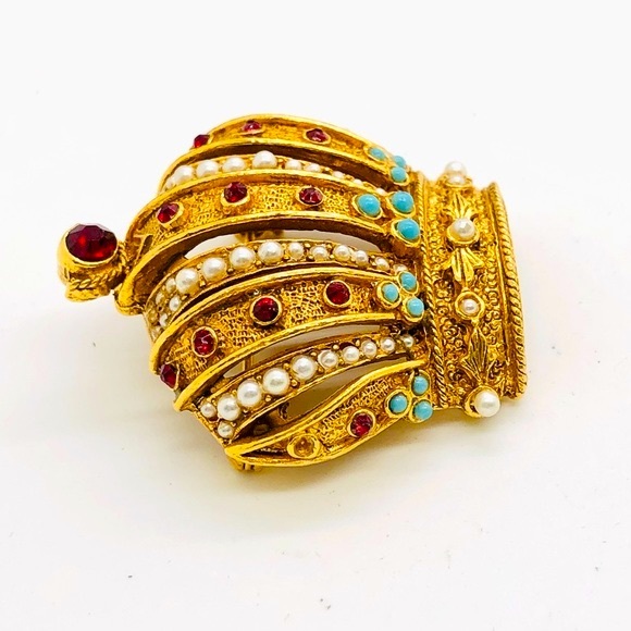 Vintage Heraldic Arthur Pepper rhinestone Imperial Crown brooch - Picture 8 of 16